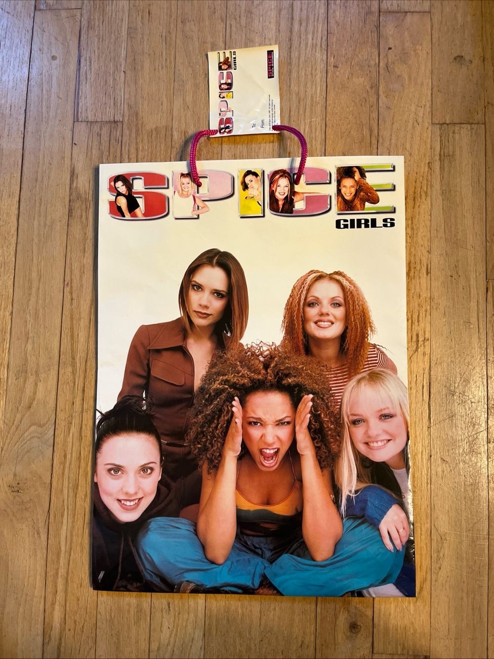 Vintage NWT 90s Spice Girls Large 2 sided photo gift bag 18”x 13”